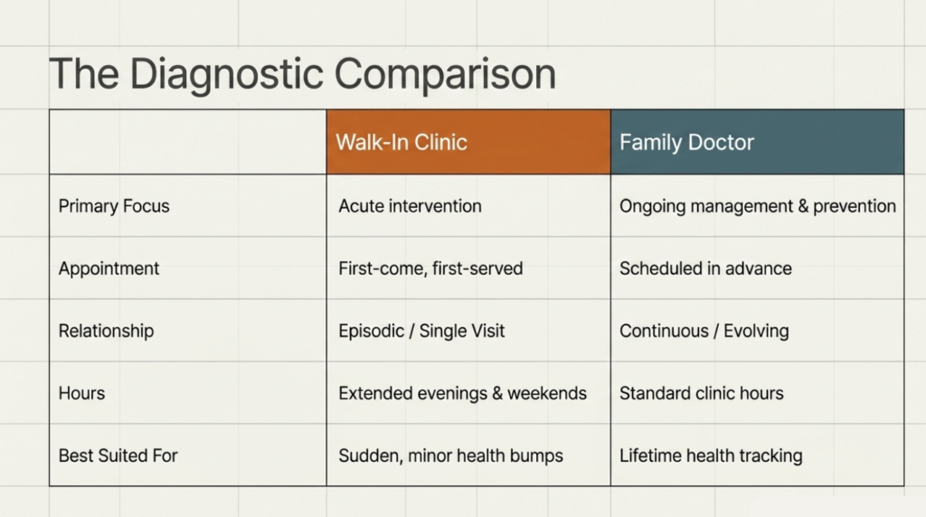Choosing Between Walk-In Clinics and Family Doctors: A Guide for Etobicoke Residents